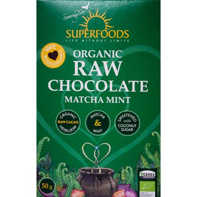 Soaring Free Superfoods Organic Raw Chocolate Matcha Mint