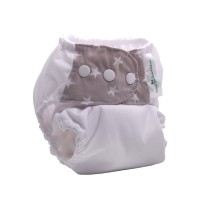 Mother Nature All in Three Bamboo Nappy (Cover + Insert Bamboo)  - White Stars 